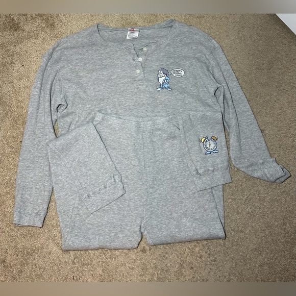 Vintage Disney Store Grumpy Dwarf Pajama Set Womens Sz Small/Medium Gray Thermal - Picture 1 of 11